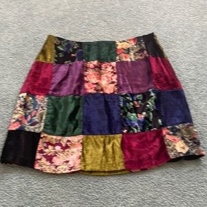 Patchwork velvet mini skirt